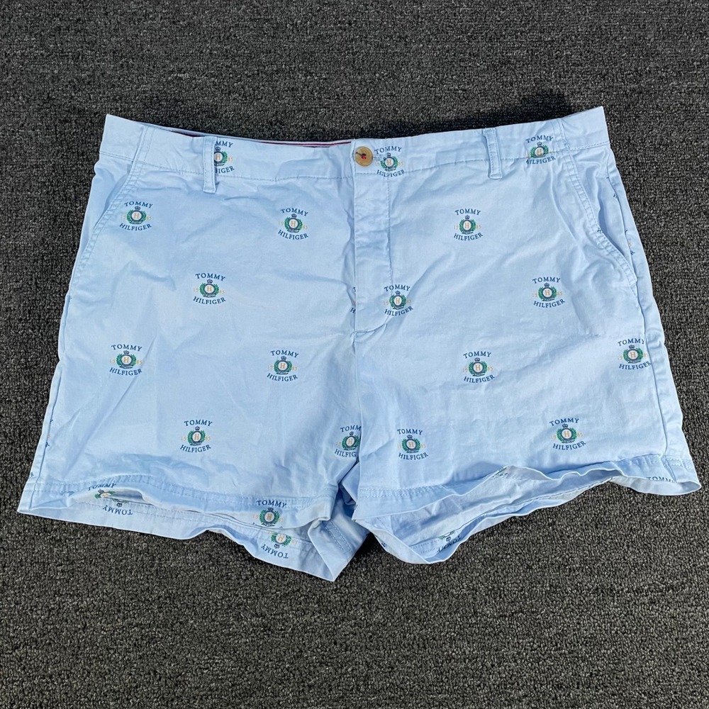 Tommy Hilfiger Shorts Womens 18 Blue Good 5" Classic Stretch Embroidered Crest